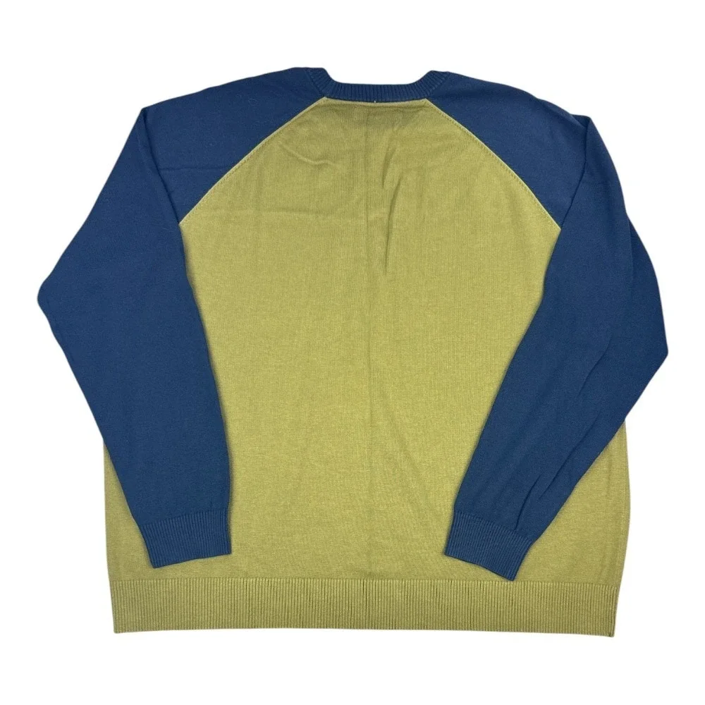 Duluth Trading Co Men's 3XL Sweater Colorblock Blue Green Crewneck Knit